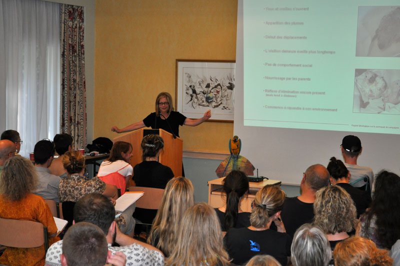 Johanne Vaillancourt at Fontainebleau in 2011 to speak on parrots.