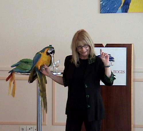 Johanne at the Swiss Seminar on parrots. 