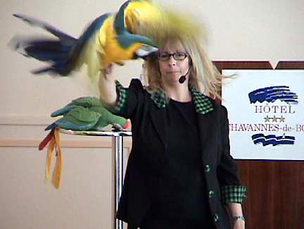 Johanne at the Swiss Seminar on parrots. 