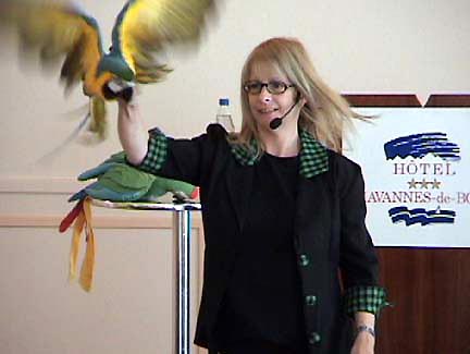 Johanne at the Swiss Seminar on parrots. 