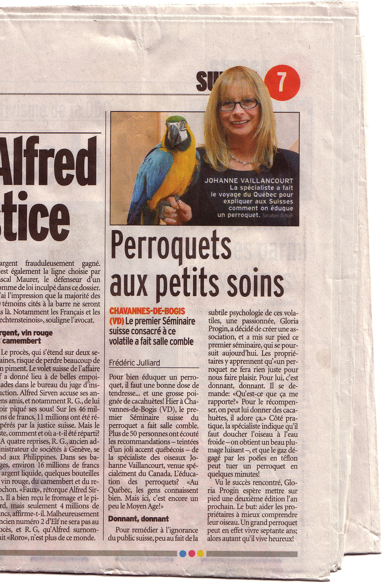 Johanne at the Swiss Seminar on parrots. 