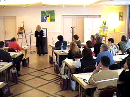 Johanne at the Swiss Seminar on parrots. 