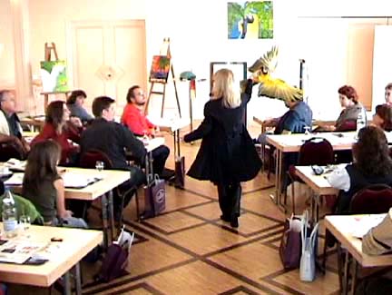 Johanne at the Swiss Seminar on parrots. 